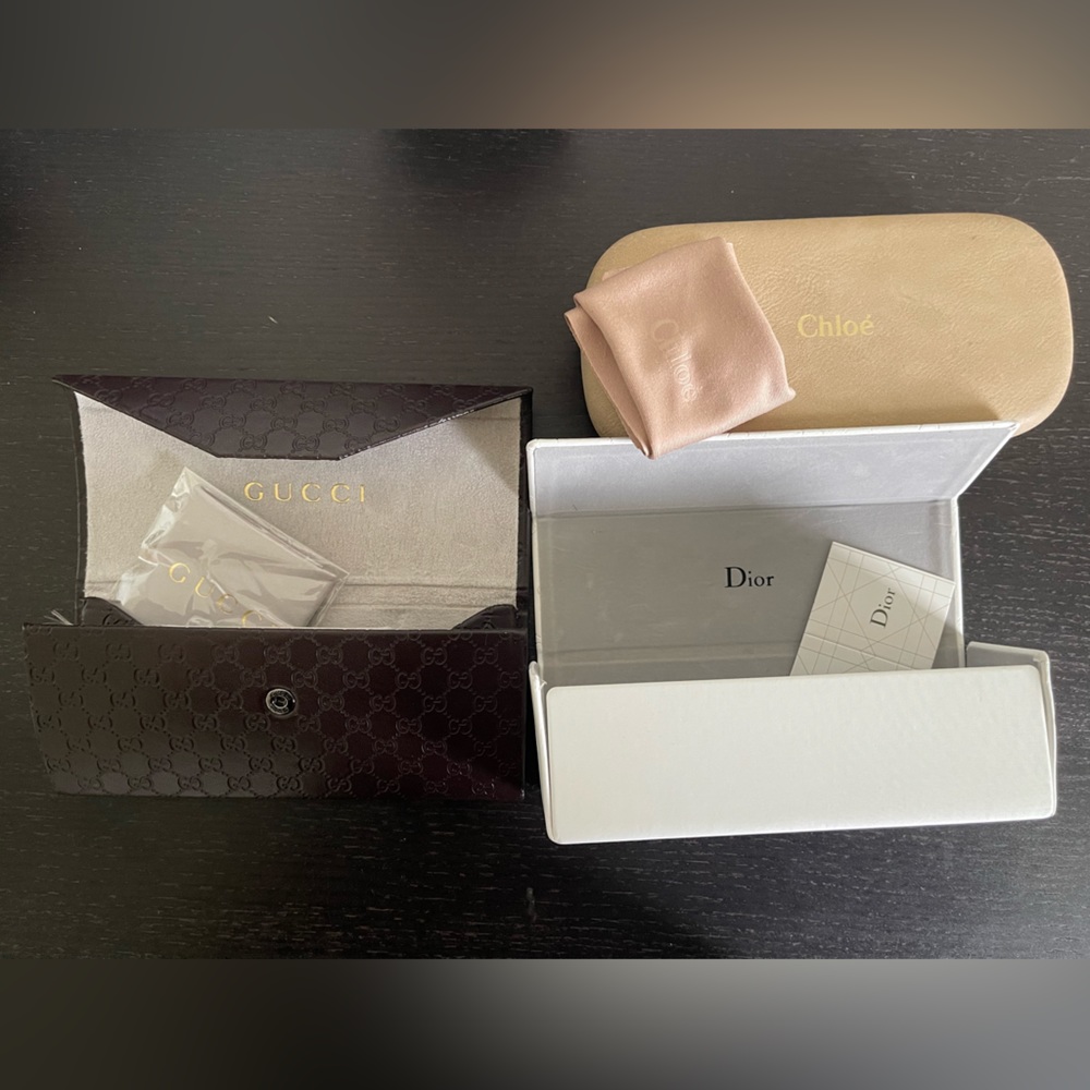 3 original high end sunglass cases w/2cloths